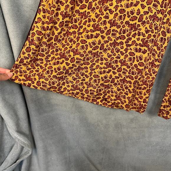 Free People Pants Womens 12 Tan Animal Print Wide Leg Boho Festival Hippie - Picture 5 of 16